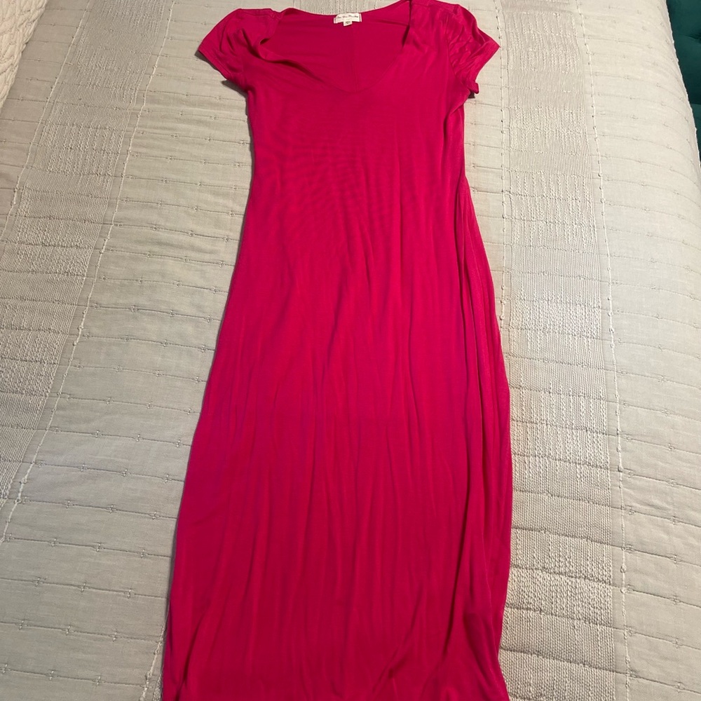 See You Monday Pink Flutter Sleeve Maxi Dress